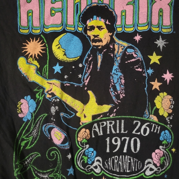 Jimi Hendrix 1970 Sacramento Remake Band Tee Size Small Black American Classics - Picture 2 of 5